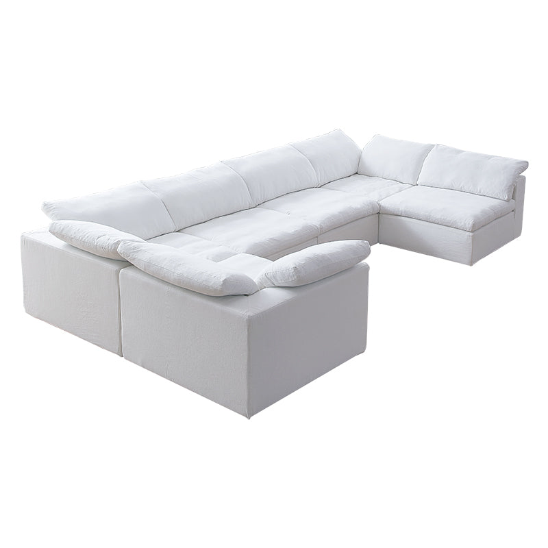 Tender Wabi Sabi U Shaped Sectional with One Open End-White