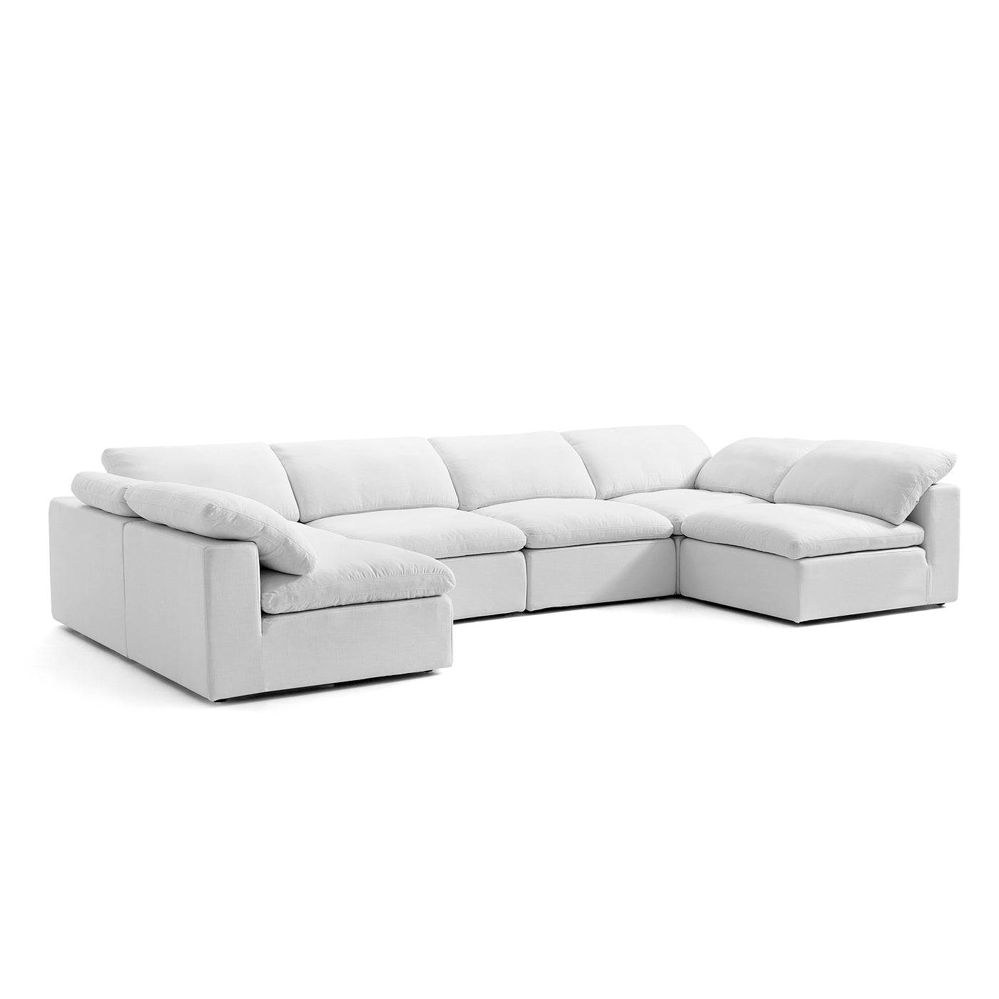 Tender Wabi Sabi U Shaped Sectional with Open Ends-White-165.4"