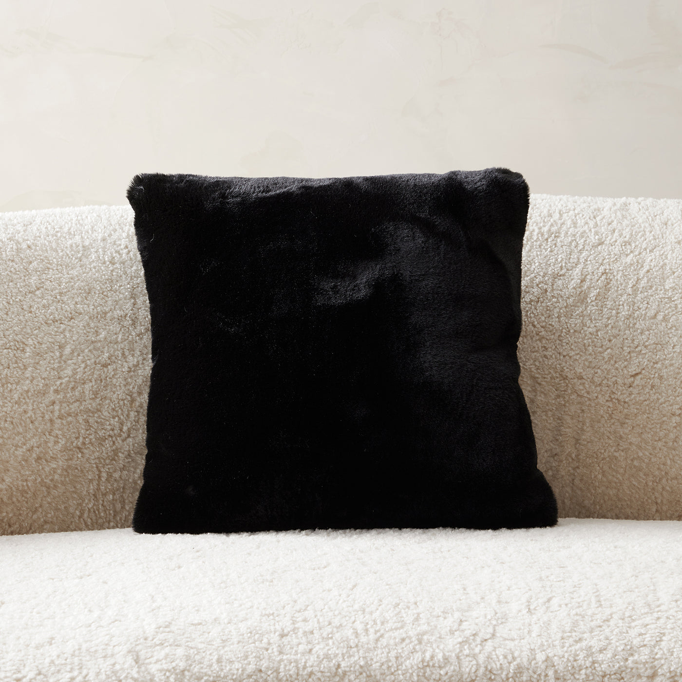 Rabbit Faux Fur Throw Pillow-Black