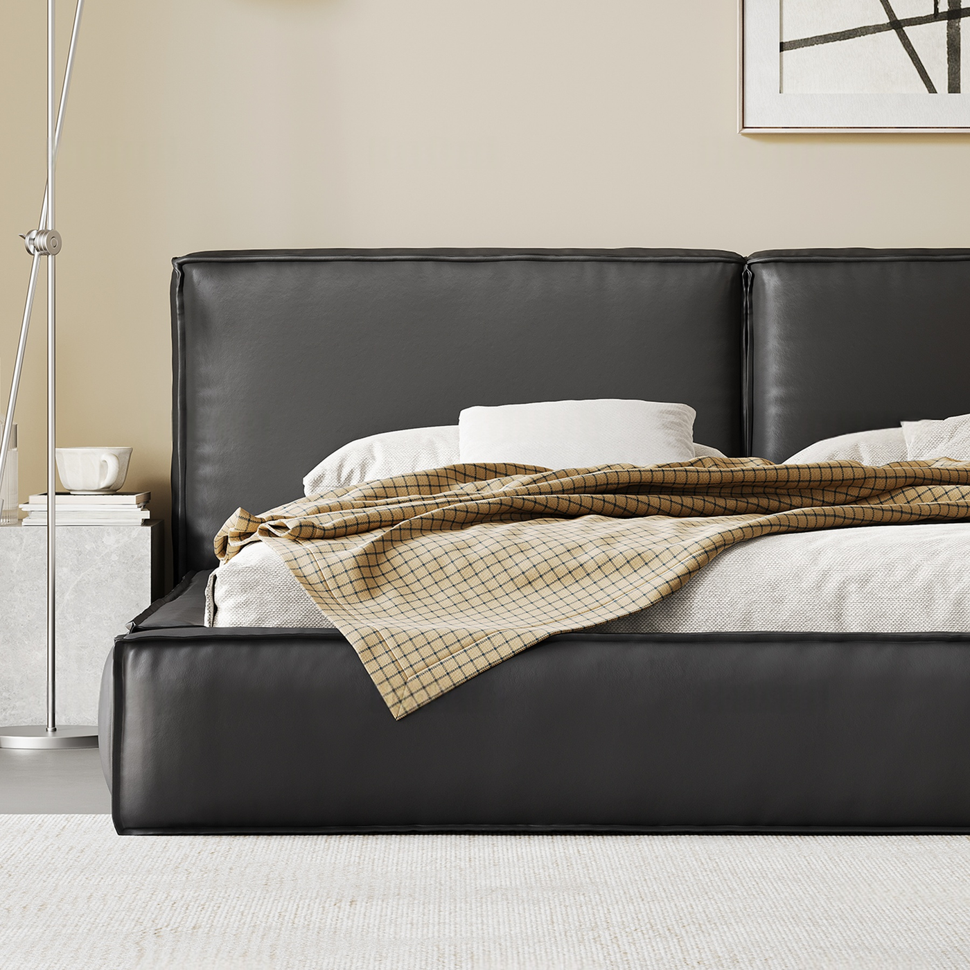 BlockSense Modern Leather Bed