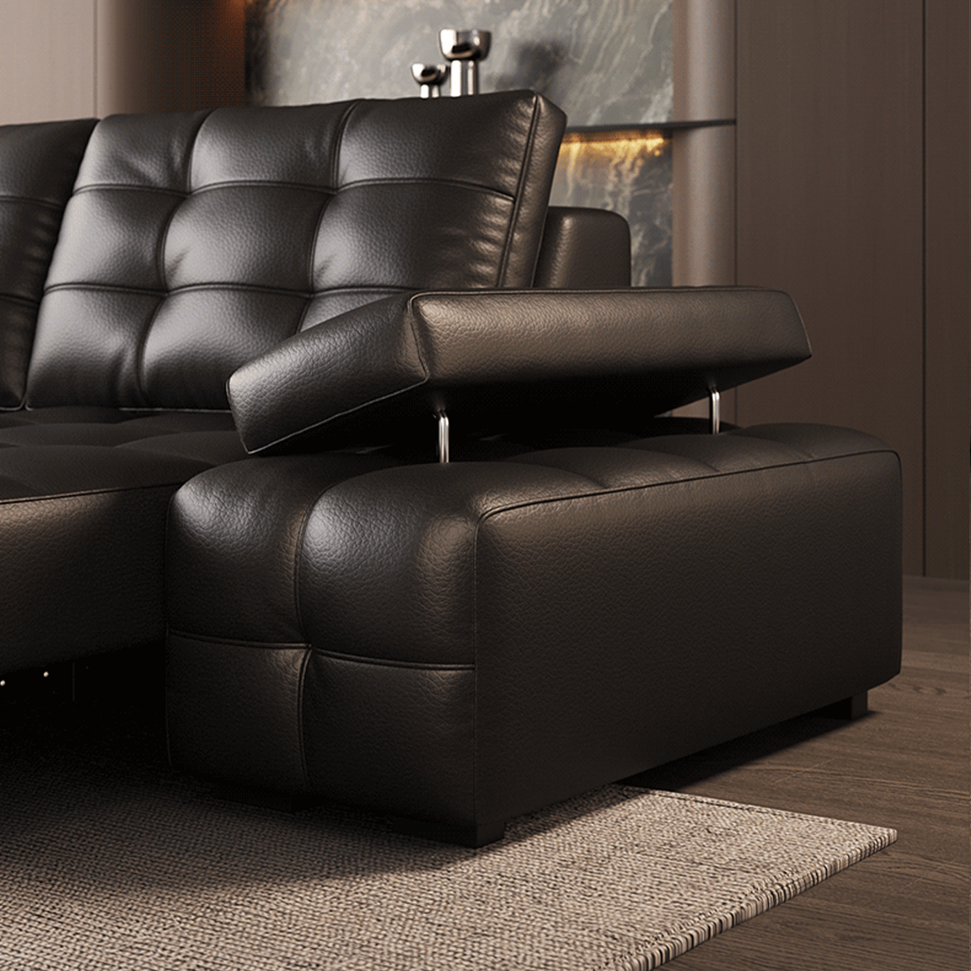 Titan Tufted Leather Electric Sofa Bed