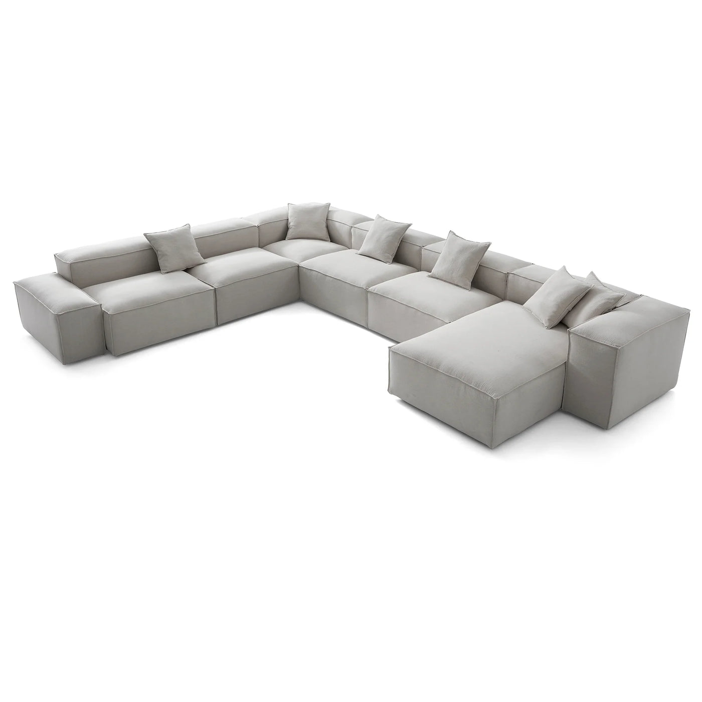 Freedom Modular Khaki U Shaped Sectional Sofa-Gray-181.1"-Low & High