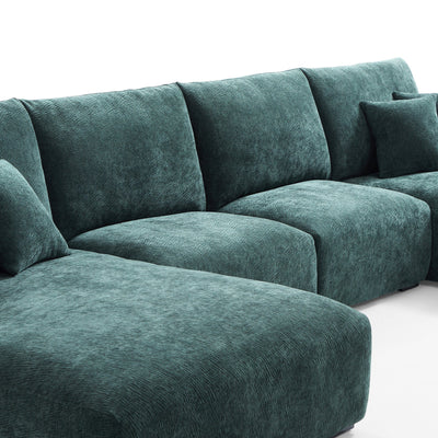 The Empress Navy Blue U Shaped Sectional-Green