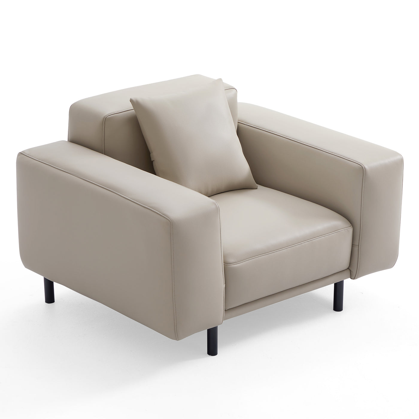 Noble Dark Gray Leather Sofa Set-Beige