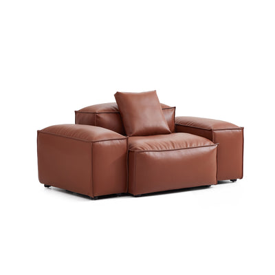 Flex Modular Black Genuine Leather Armchair-Brown-68.1"-Low