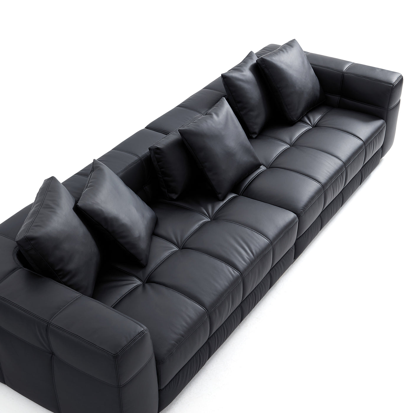 Blazer Black Leather Sofa-Black