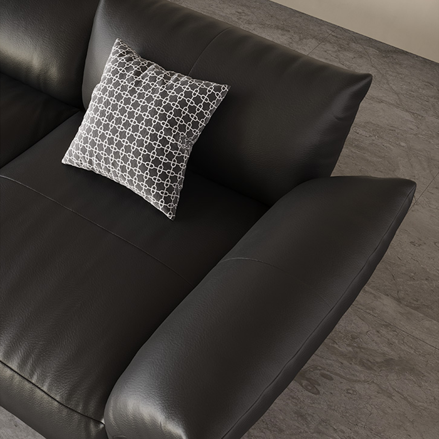 Petalo Modern Leather Sectional-Black