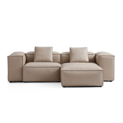 Flex Modular Khaki Genuine Leather Sectional-Khaki-105.5"-High