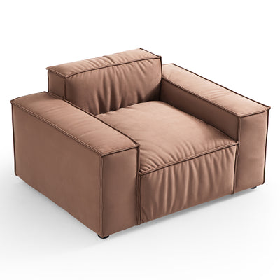 Luxury Minimalist Brown Fabric Sofa Set-Brown