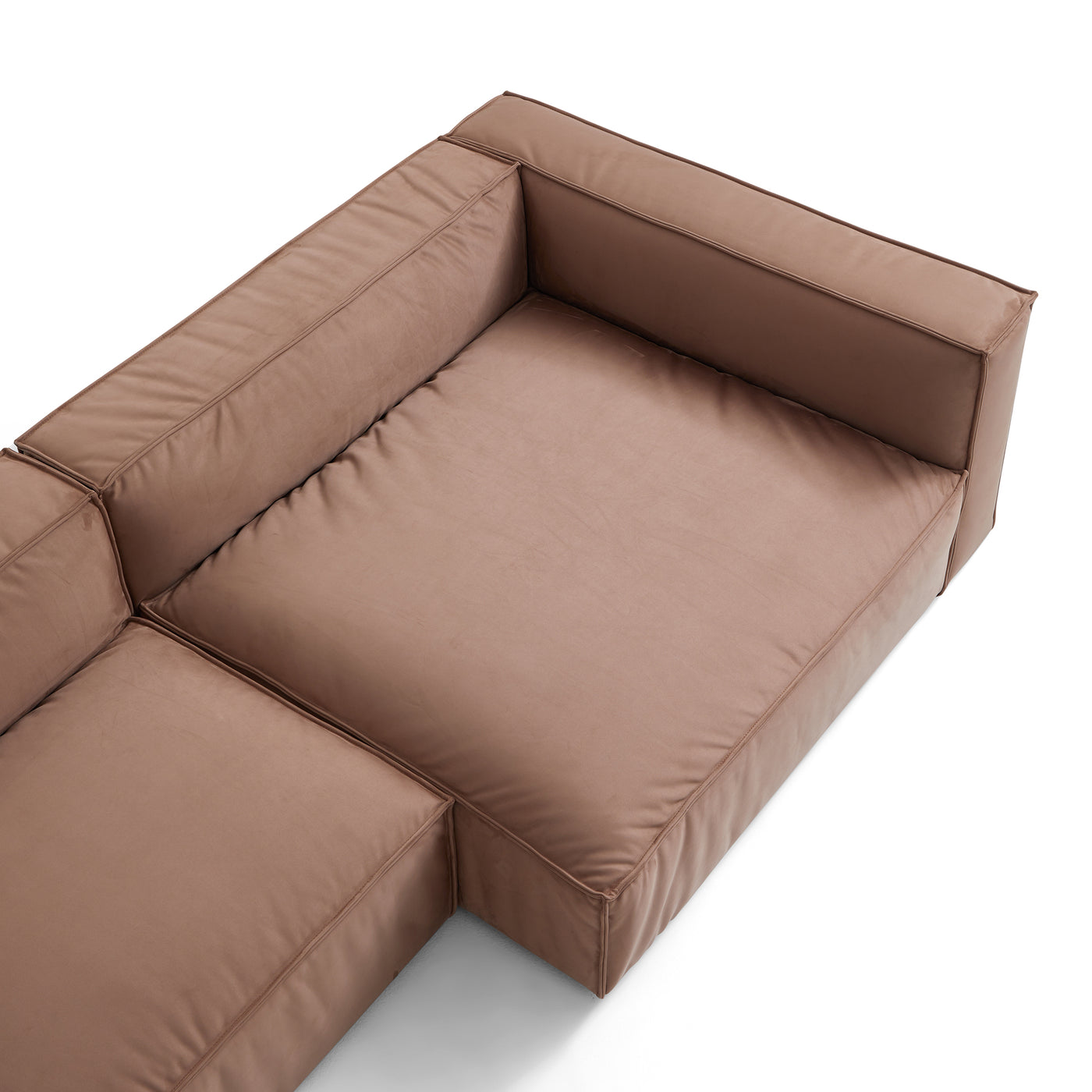 Luxury Minimalist Brown Fabric U Shaped Sectional Sofa-Brown