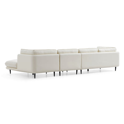 Vanilla White Leather Sectional-White-133.5″-Facing Right