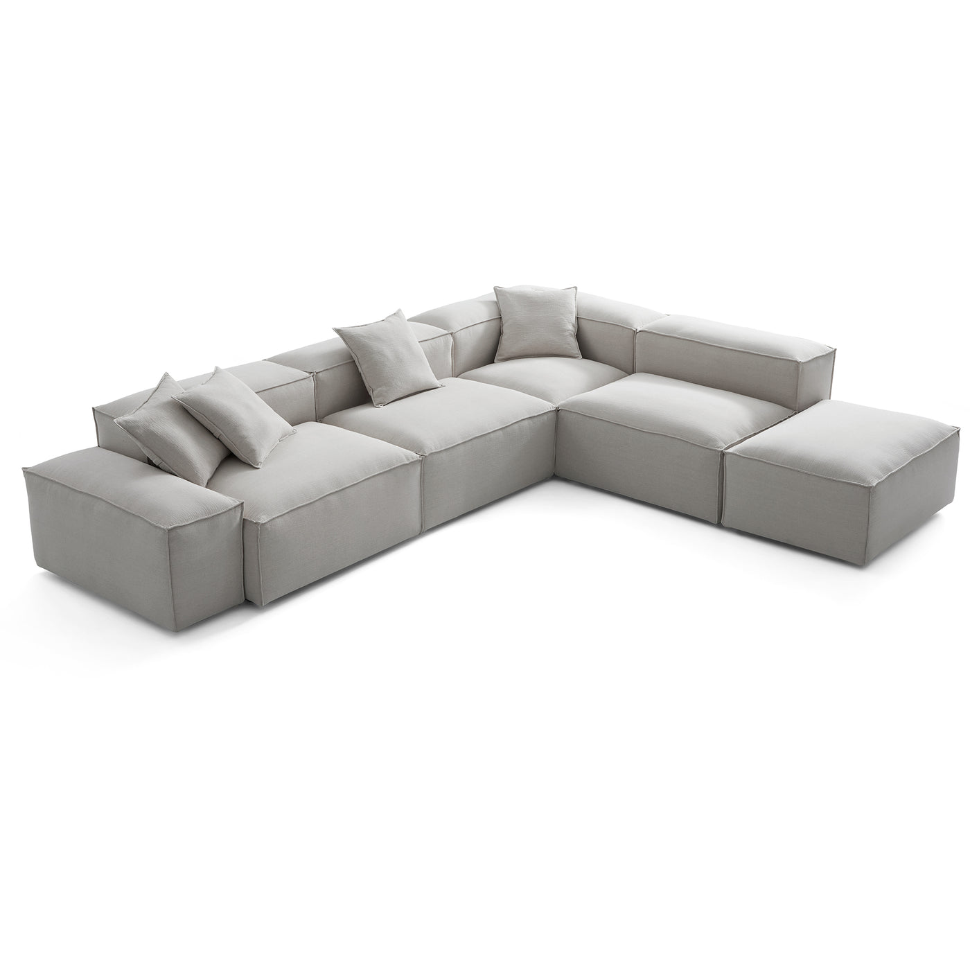 Freedom Modular Gray L Shaped Sectional and Ottoman-Gray-143.7"-Low