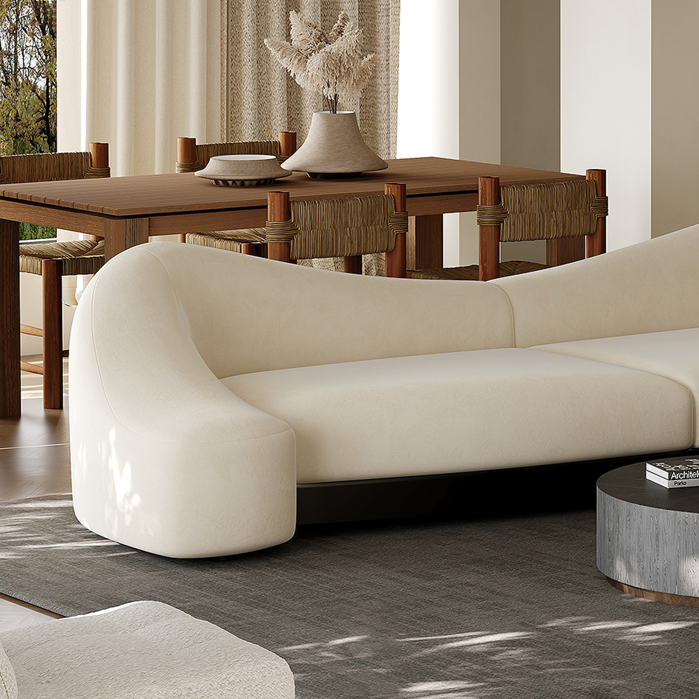 Arcana Curved Premium Velvet Sofa