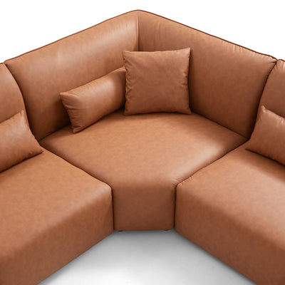 Milano Moda Minimalist Brown Corner Sofa-Brown