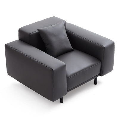 Noble Beige Leather Armchair-Dark Gray