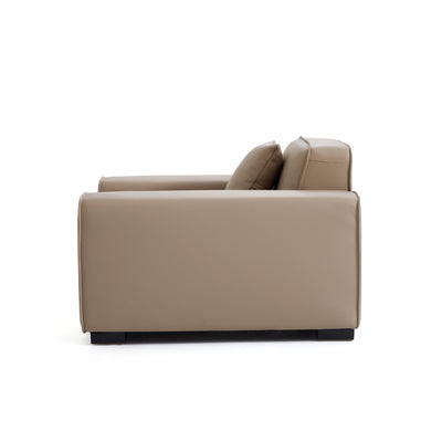 Domus Modular Beige Leather Armchair-Khaki