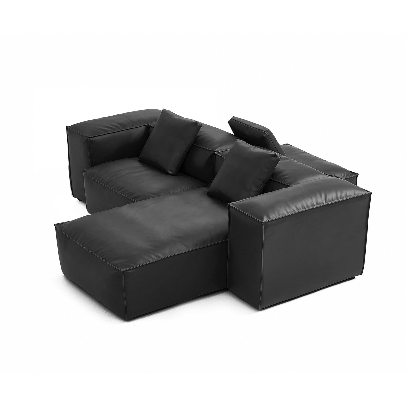 Flex Modular Black Genuine Leather Double Sided Sectional-Black-105.5"-High