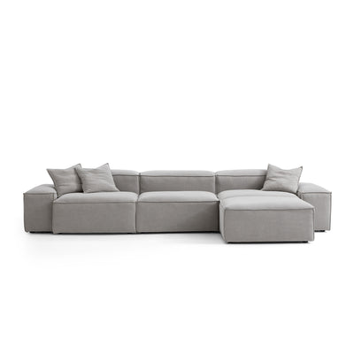 Freedom Modular Sofa with Ottoman-New Gray-143.7"-Low