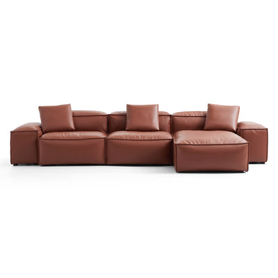 Flex Modular Brown Genuine Leather Sectional-hidden