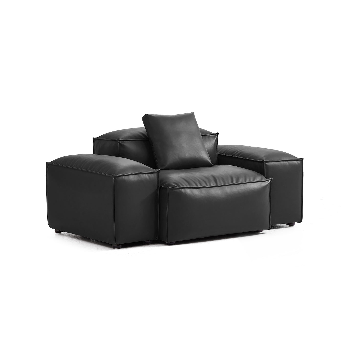 Flex Modular Black Genuine Leather Armchair-hidden