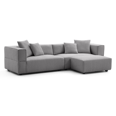 Nordic Modern Creamy Sofa with Ottoman-Gray-103.1"