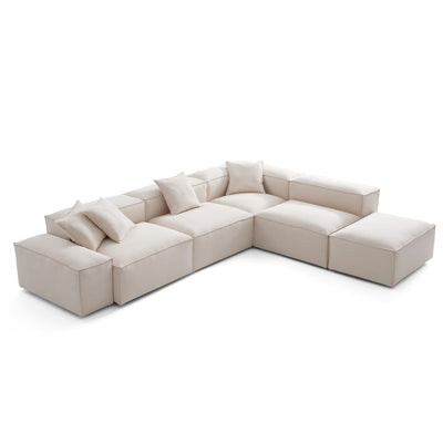 Freedom Modular Khaki L Shaped Sectional and Ottoman-Khaki-143.7"-Low