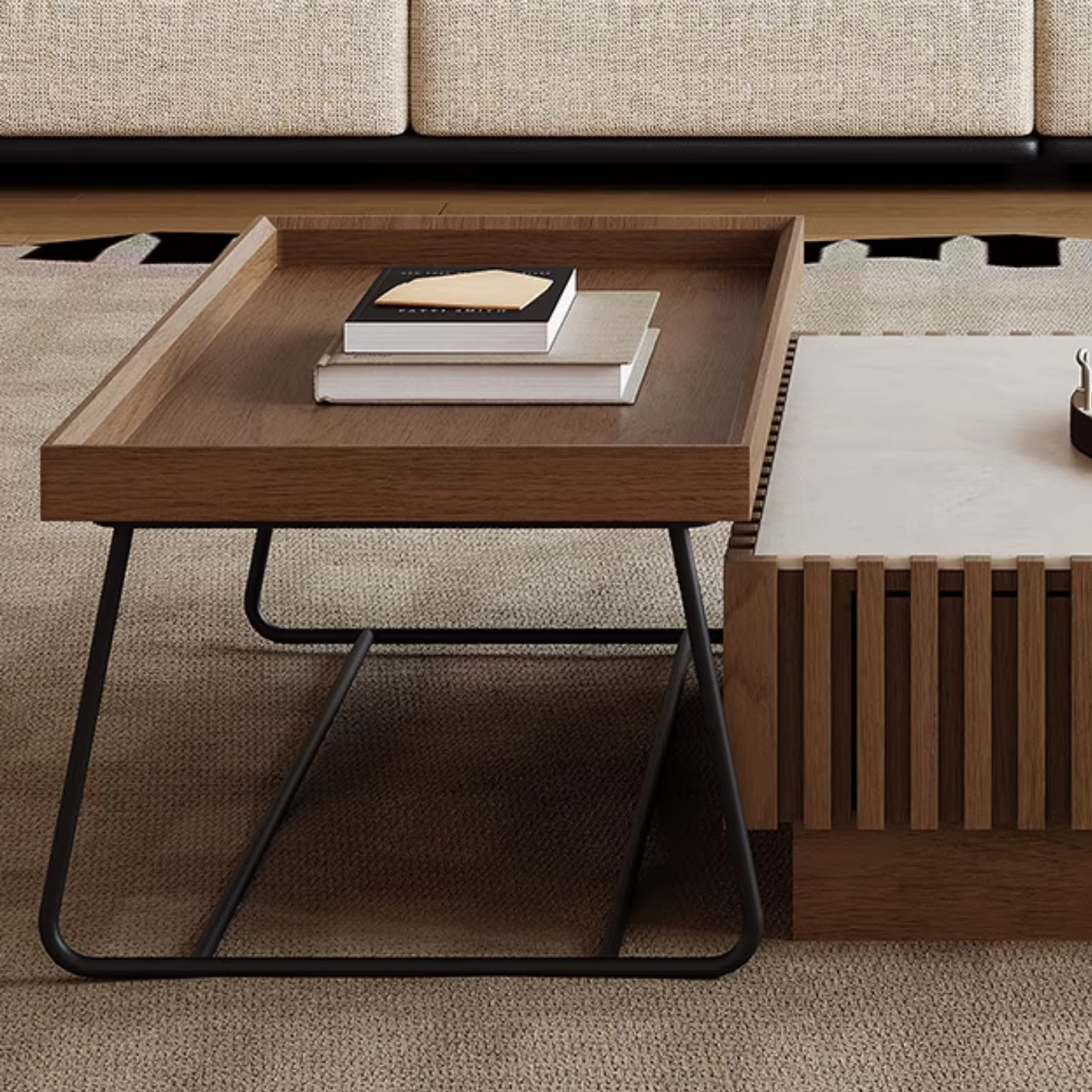 Tabor Mid Century Walnut Coffee Table Set-35.4″ & 20.4″