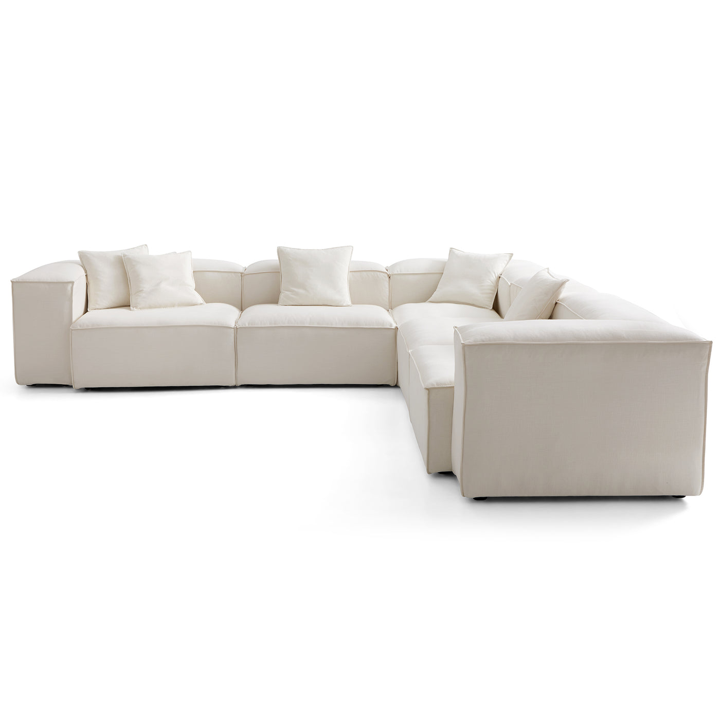 Freedom Modular Beige Corner Sectional Sofa-Beige-143.7"-High