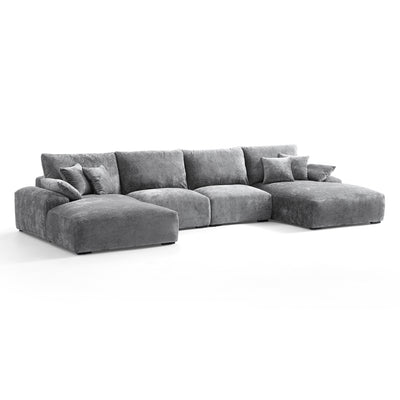 The Empress Navy Blue U Shaped Sectional-Gray-161.4"