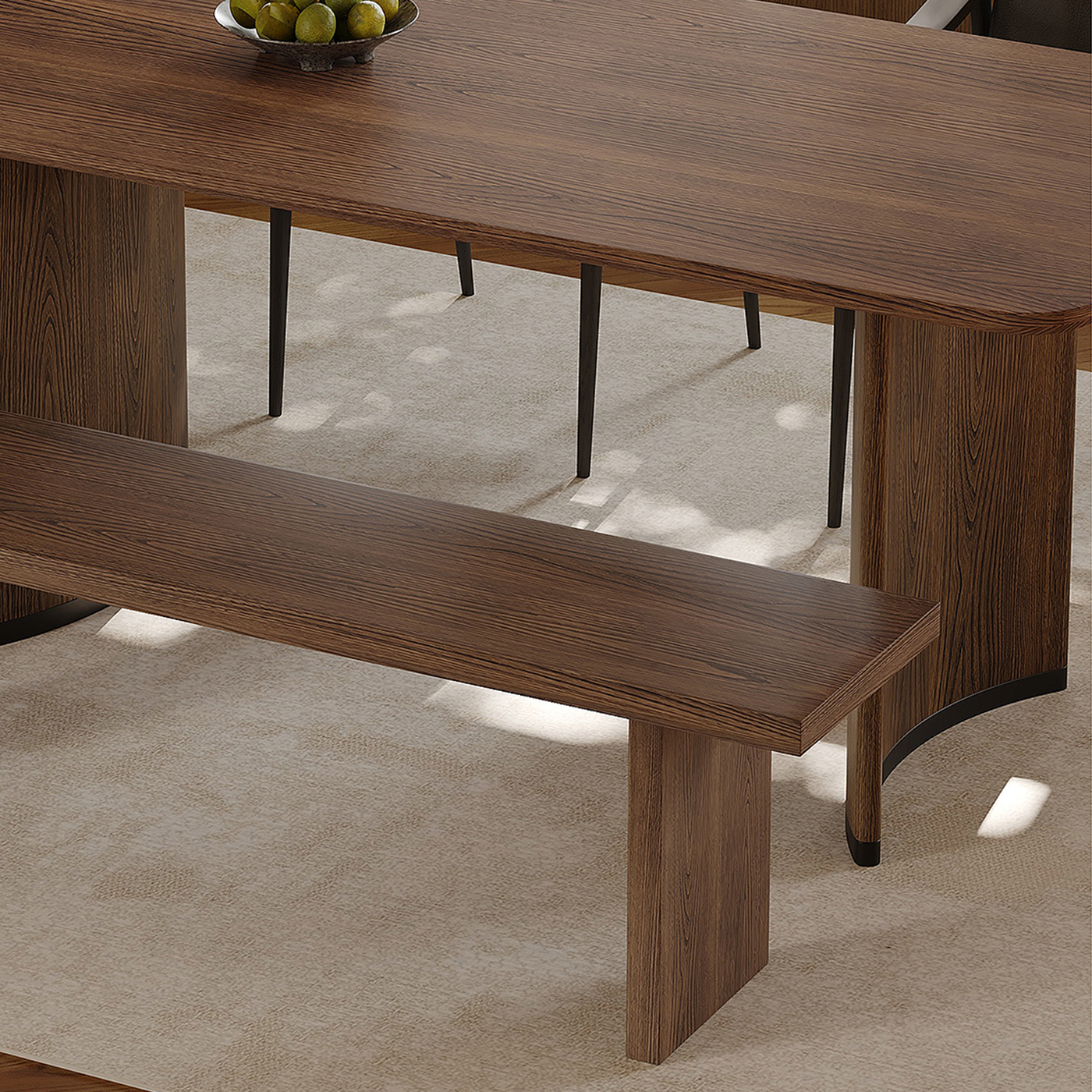 Nori Curved Leg Walnut Dining Table