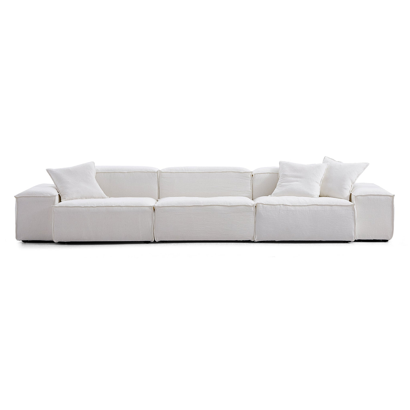 Freedom Modular Gray Sofa-White-Low-143.7″