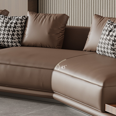 Merritt Leather Curved Sectional Sofa with End Table