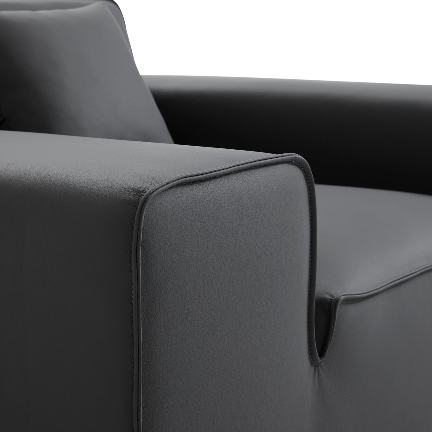 Domus Modular Beige Leather Armchair-Dark Gray