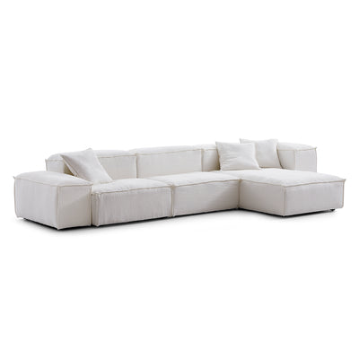 Freedom Modular Gray Sectional Sofa-White-143.7″-Low & High