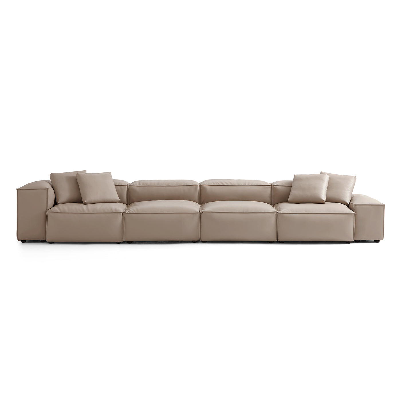 Flex Modular Khaki Genuine Leather Sofa-Khaki-180.3"-Low & High