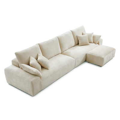 The Empress Yellow Sofa and Ottoman-Beige-140.1"