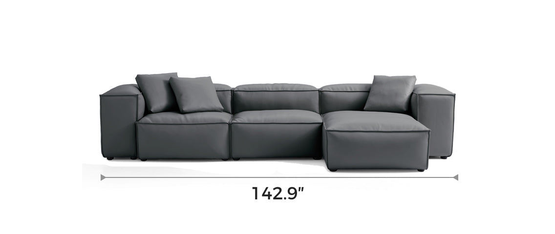 Flex Modular Dark Gray Genuine Leather Sectional