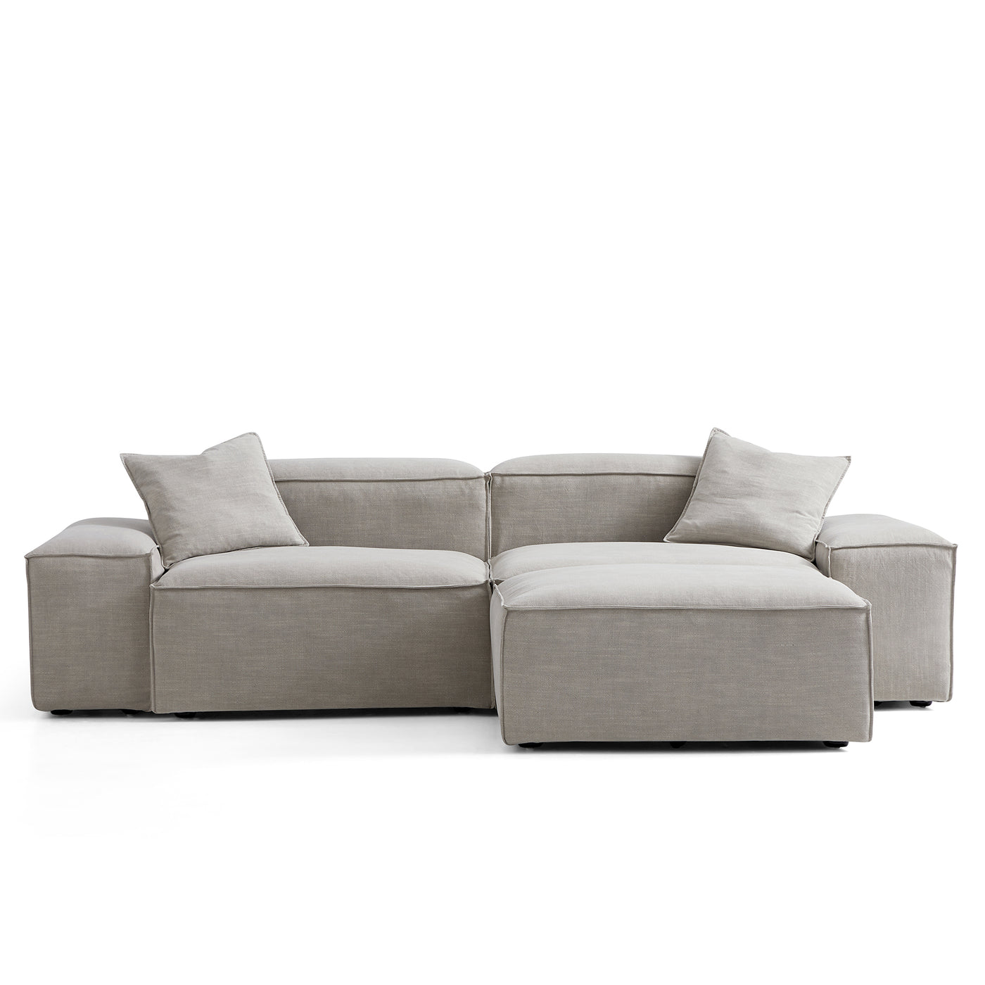 Freedom Modular New Gray Sofa with Ottoman-Sand-106.3"-Low