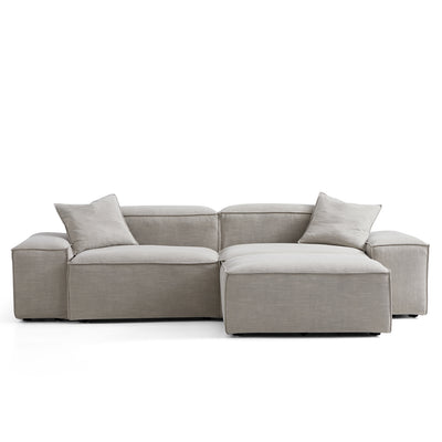 Freedom Modular New Gray Sofa with Ottoman-Sand-106.3"-Low