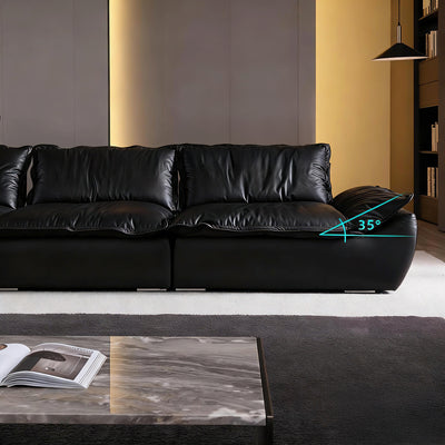 Raisa Vintage Leather Sailboat Sofa-Black