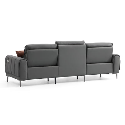 Louis Leather Power Recliner Sofa-Gray