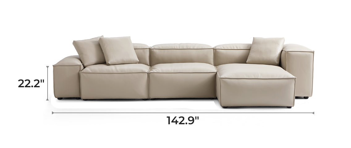 Flex Modular Beige Genuine Leather Sectional