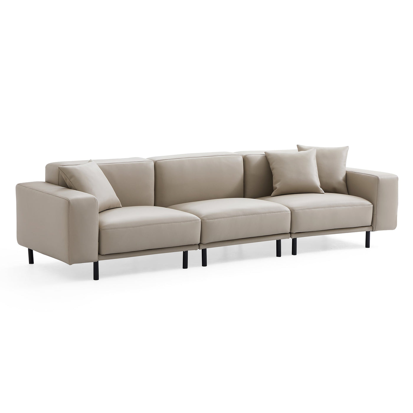 Noble Dark Gray Leather Sofa-Beige-121.3″