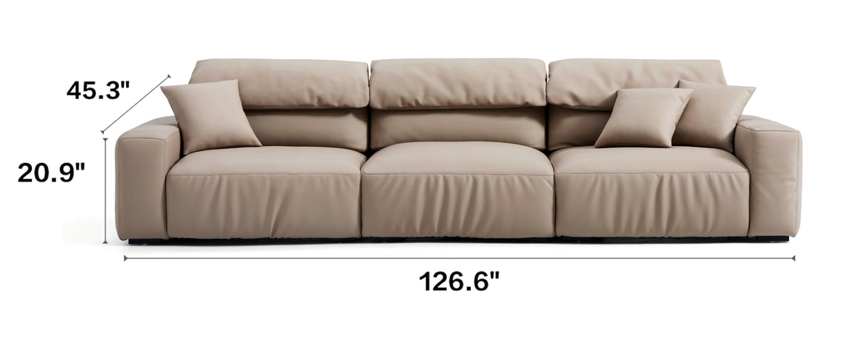 Chestnut Khaki Leather Sofa