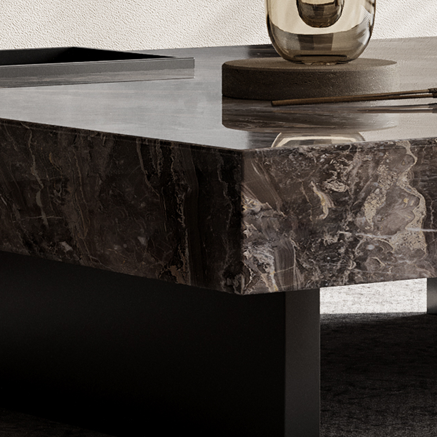 Dark Veined Square Coffee Table