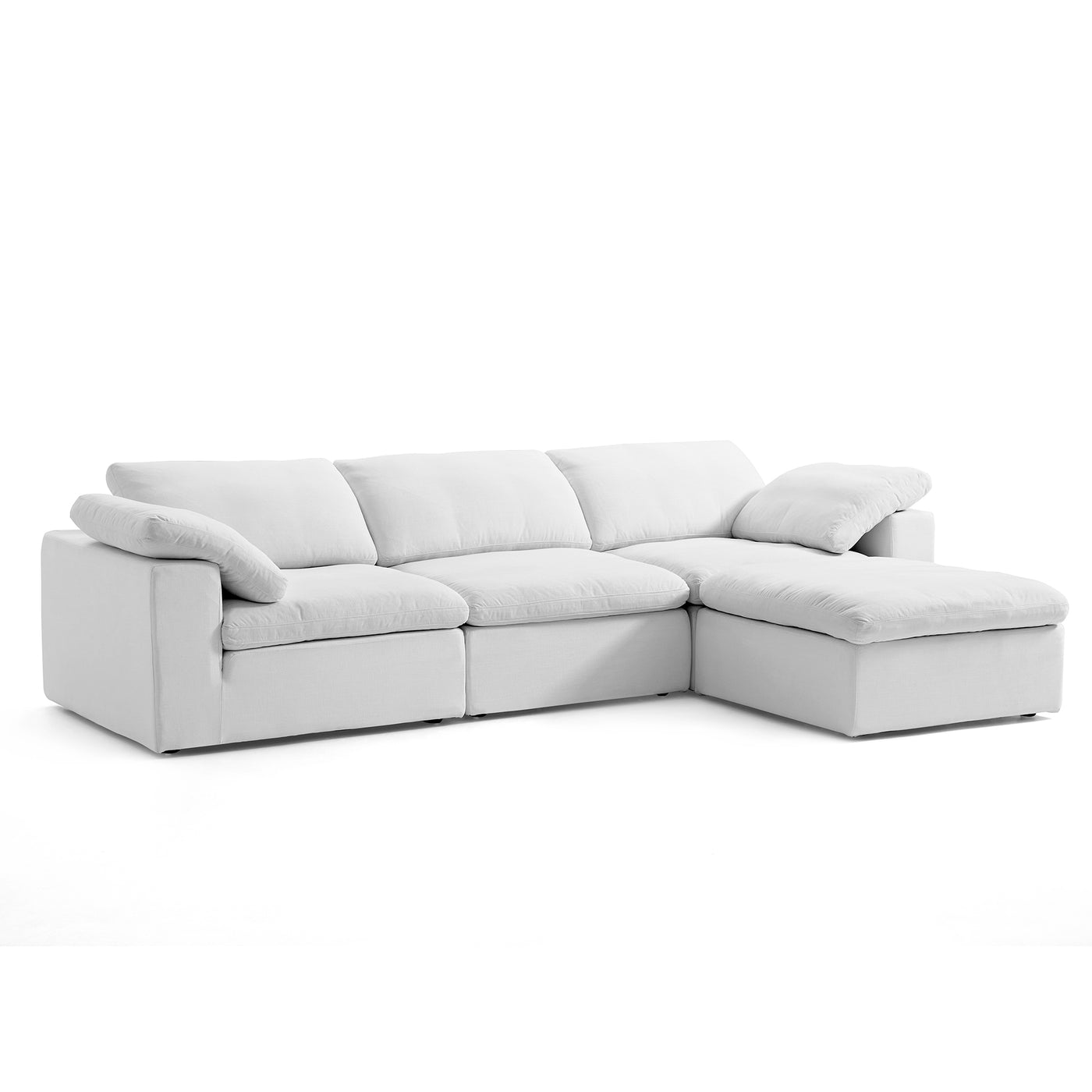 Tender Wabi Sabi White Sofa and Ottoman-White-128.0"