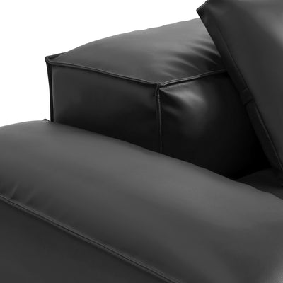 Flex Modular Black Genuine Leather Sectional-Black