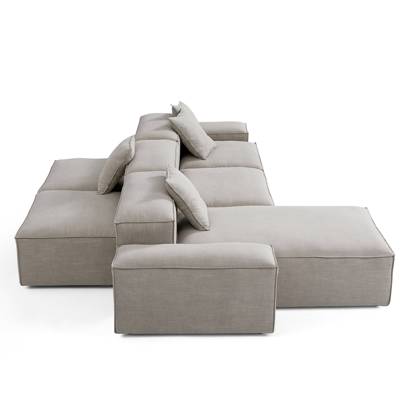 Freedom Modular New Gray Double Sided Sectional Sofa-Sand-143.7"-Low