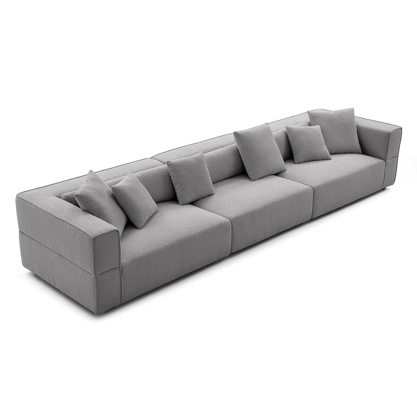 Nordic Modern Creamy Sofa-Gray-6 Seater 143.7"