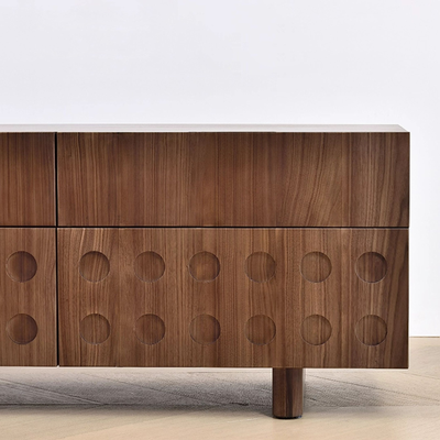 Circular Pattern Walnut TV Stand